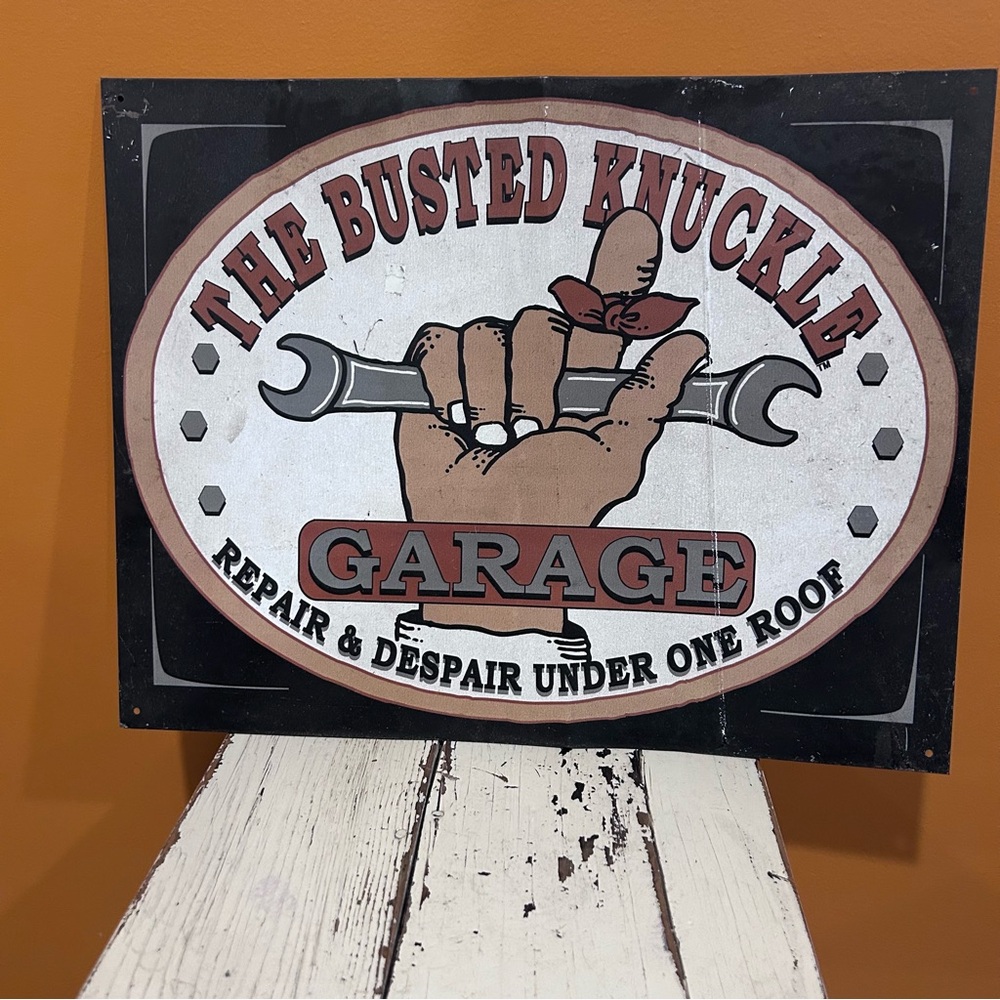 Garage Wall Sign - Black, Red, White tin‎